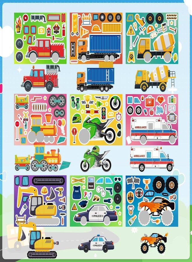 Fyguard 36 Sheets Vehicle Stickers, Make Your Own Truck Stickers for Kids, Mixed and Match Car Sticker for Construction Party Favors Classroom Exchange DIY Craft Birthday Gifts - Image 2